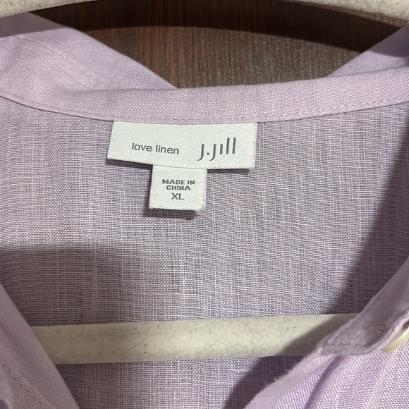 XL 100% Linen Lavender Tunic button up long sleeve J JILL love linen Fall - Picture 5 of 6